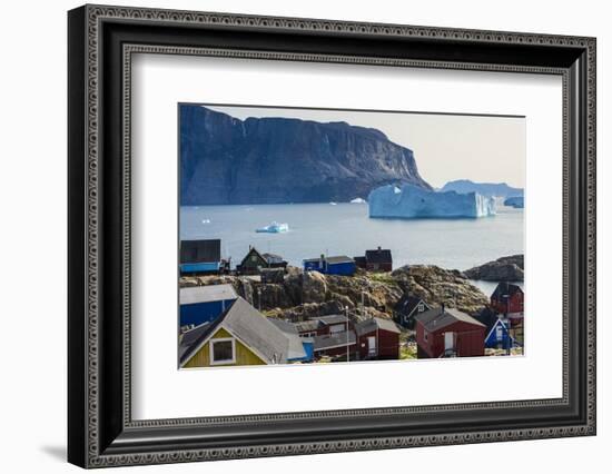 Greenland. Uummannaq. Colorful houses dot the rocky landscape.-Inger Hogstrom-Framed Photographic Print