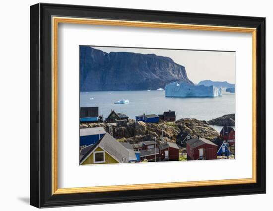 Greenland. Uummannaq. Colorful houses dot the rocky landscape.-Inger Hogstrom-Framed Photographic Print