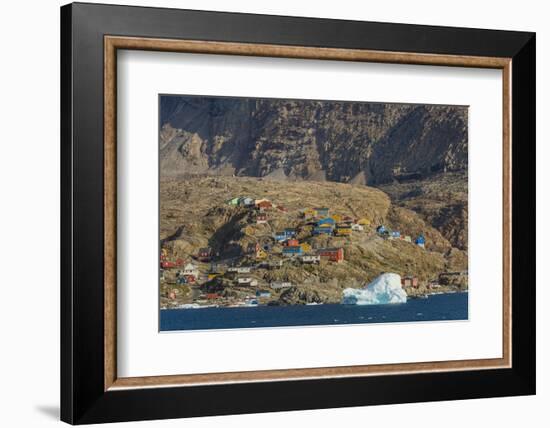 Greenland. Uummannaq. Colorful houses dot the rocky landscape.-Inger Hogstrom-Framed Photographic Print