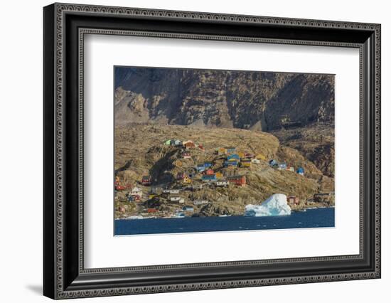 Greenland. Uummannaq. Colorful houses dot the rocky landscape.-Inger Hogstrom-Framed Photographic Print