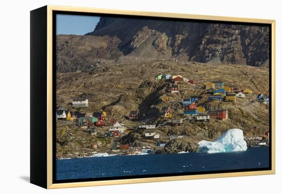 Greenland, Uummannaq. Colorful houses dot the rocky landscape.-Inger Hogstrom-Framed Premier Image Canvas