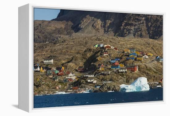 Greenland, Uummannaq. Colorful houses dot the rocky landscape.-Inger Hogstrom-Framed Premier Image Canvas