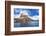 Greenland, Uummannaq. Uummannaq mountain (1170 m, 3839 ft) looms over the fishing village of Uumman-Miva Stock-Framed Photographic Print