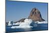 Greenland. Uummannaq. Uummannaq mountain and iceberg.-Inger Hogstrom-Mounted Photographic Print