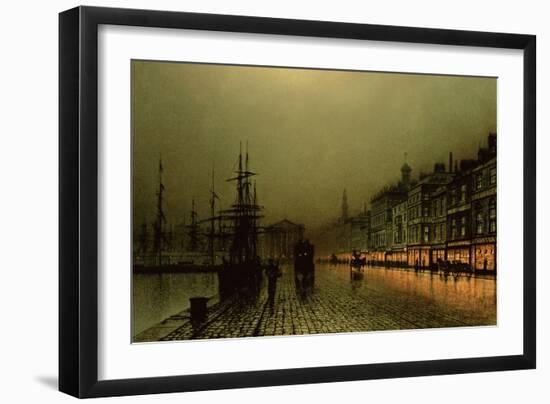 Greenock Dock by Moonlight-Grimshaw-Framed Giclee Print
