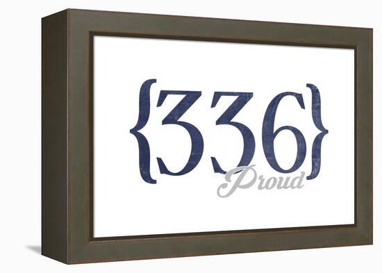 Greensboro, North Carolina - 336 Area Code (Blue)-Lantern Press-Framed Stretched Canvas