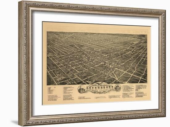 Greensboro, North Carolina - Panoramic Map-Lantern Press-Framed Art Print