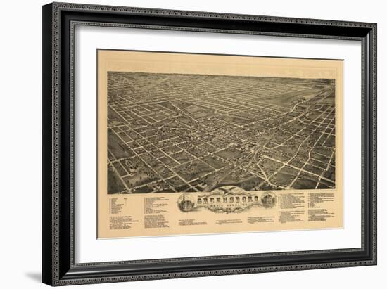 Greensboro, North Carolina - Panoramic Map-Lantern Press-Framed Art Print