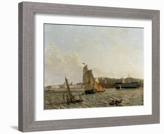 Greenwich from across the River with Hospital, the Observatory and the Hospital Ship 'Dreadnought'-John Wilson Carmichael-Framed Giclee Print