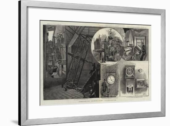 Greenwich Observatory Illustrated-null-Framed Giclee Print