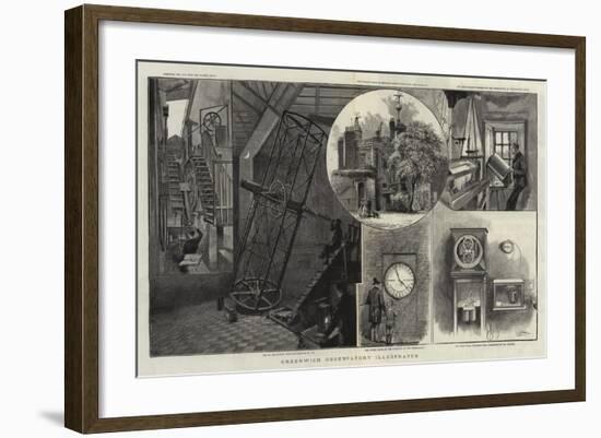 Greenwich Observatory Illustrated-null-Framed Giclee Print