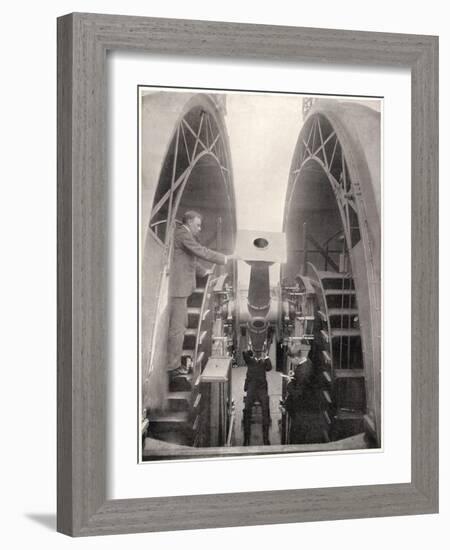 Greenwich Observatory the Astronomer Royal Mr. Frank Dyson Taking a Reading with an Altazimuth-null-Framed Art Print