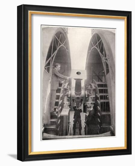 Greenwich Observatory the Astronomer Royal Mr. Frank Dyson Taking a Reading with an Altazimuth-null-Framed Art Print