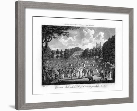 Greenwich Park, with the Royal Observatory, on Easter Monday, London, 1804-Edward Pugh-Framed Giclee Print