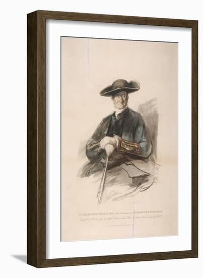 Greenwich Pensioner in the Character of Commodore Trunion, Greenwich Hospital, London, 1826-Frederick Christian Lewis-Framed Giclee Print