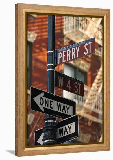 Greenwich Village Street Sign.-Jon Hicks-Framed Premier Image Canvas