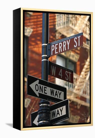 Greenwich Village Street Sign.-Jon Hicks-Framed Premier Image Canvas