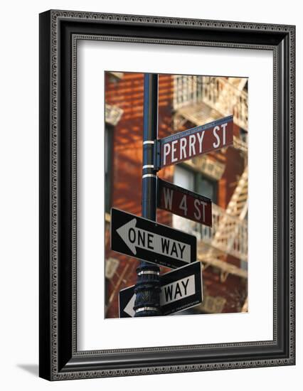 Greenwich Village Street Sign.-Jon Hicks-Framed Photographic Print