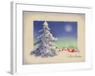 'Greeting Card - White Christmas, White Tree with Red Village, National ...