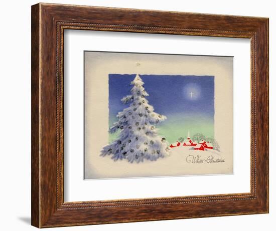 Greeting Card - White Christmas, White Tree with Red Village, National Museum of American History-null-Framed Art Print