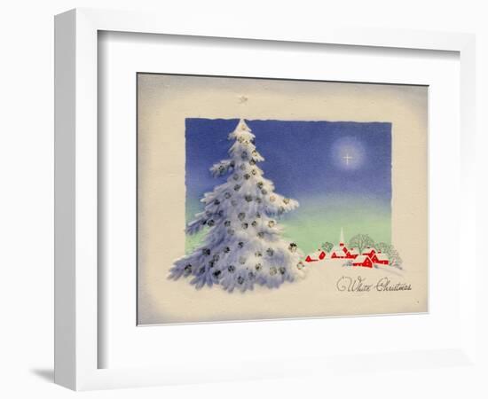 Greeting Card - White Christmas, White Tree with Red Village, National Museum of American History-null-Framed Art Print