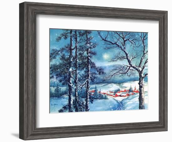 Greeting Card - Winter Scene with Red Village, National Museum of American History-null-Framed Art Print