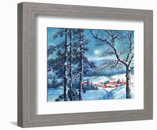 Greeting Card - Winter Scene with Red Village, National Museum of American History-null-Framed Art Print