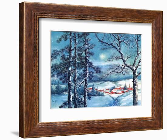 Greeting Card - Winter Scene with Red Village, National Museum of American History-null-Framed Art Print