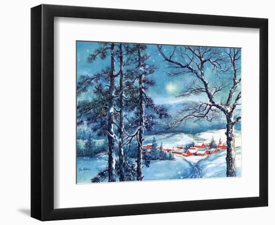 Greeting Card - Winter Scene with Red Village, National Museum of American History-null-Framed Art Print