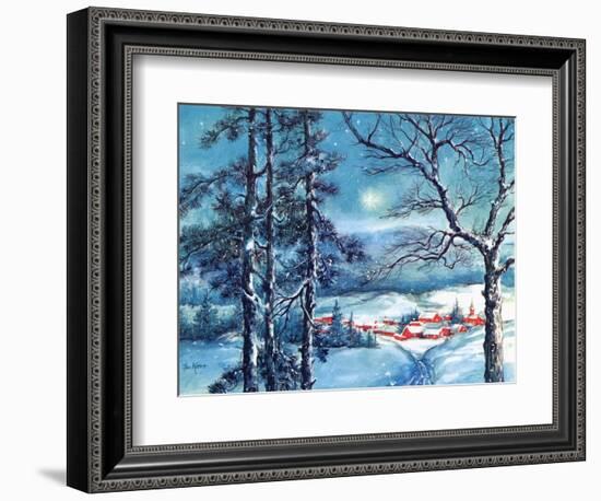 Greeting Card - Winter Scene with Red Village, National Museum of American History-null-Framed Art Print