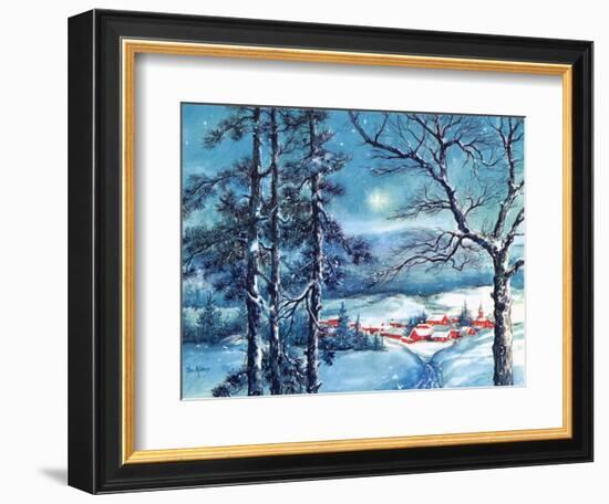 Greeting Card - Winter Scene with Red Village, National Museum of American History-null-Framed Art Print