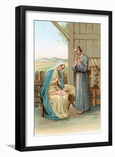 Greeting Cards, Holiday Madonna and Child in stable-null-Framed Art Print