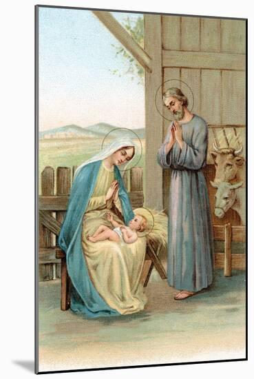 Greeting Cards, Holiday Madonna and Child in stable-null-Mounted Art Print