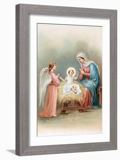 Greeting Cards, Holiday Madonna and Child with Angel-null-Framed Art Print