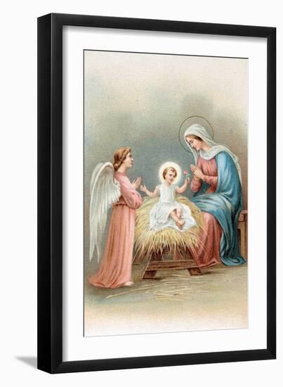 Greeting Cards, Holiday Madonna and Child with Angel-null-Framed Art Print