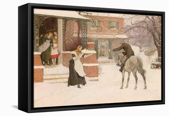 Greeting the Postman-Robert Walker Macbeth-Framed Premier Image Canvas