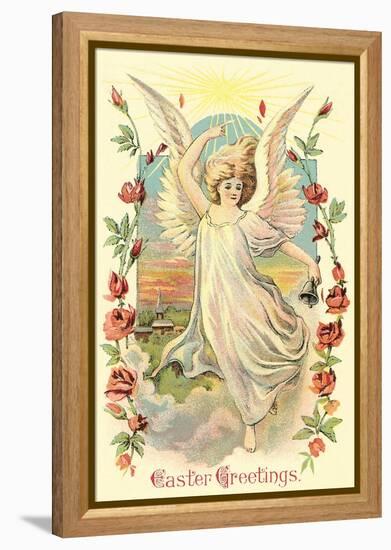 Greetings, Angel Amid Roses-null-Framed Stretched Canvas