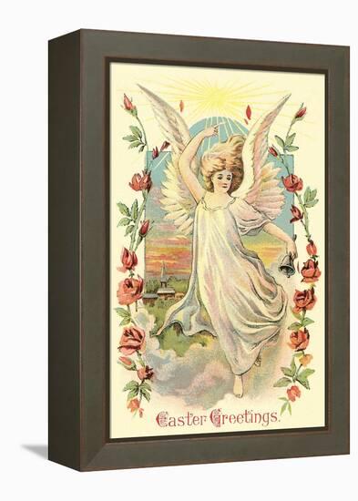 Greetings, Angel Amid Roses-null-Framed Stretched Canvas