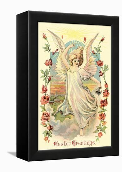 Greetings, Angel Amid Roses-null-Framed Stretched Canvas