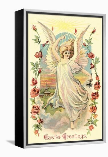 Greetings, Angel Amid Roses-null-Framed Stretched Canvas