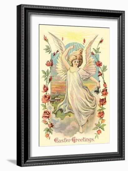 Greetings, Angel Amid Roses-null-Framed Art Print