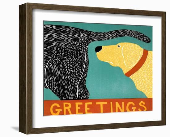 Greetings Black Yellow-Stephen Huneck-Framed Giclee Print