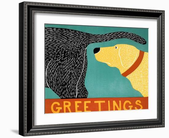 Greetings Black Yellow-Stephen Huneck-Framed Giclee Print