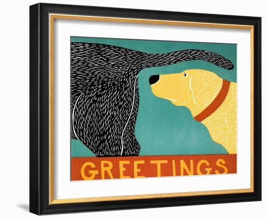 Greetings Black Yellow-Stephen Huneck-Framed Giclee Print