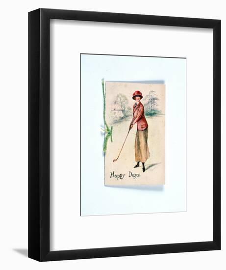 Greetings card with golfing theme, c1910-Unknown-Framed Giclee Print
