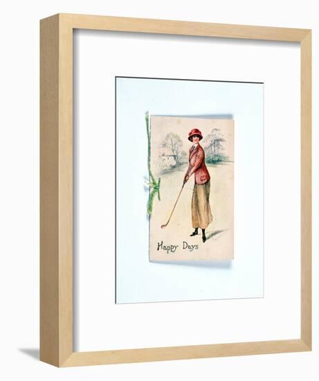 Greetings card with golfing theme, c1910-Unknown-Framed Giclee Print