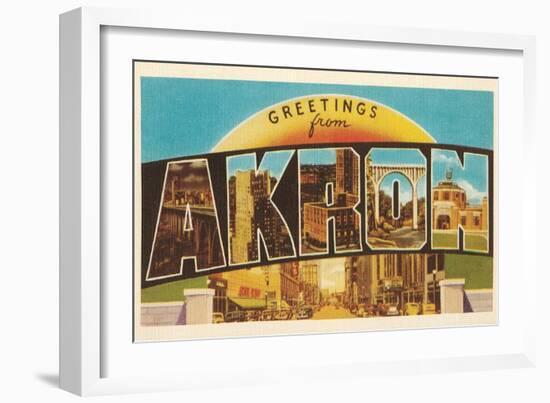 Greetings from Akron, Ohio-null-Framed Art Print