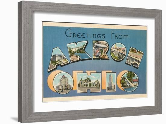 Greetings from Akron, Ohio-null-Framed Art Print