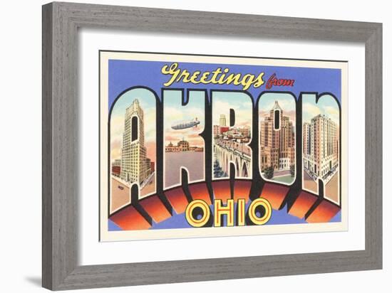 Greetings from Akron, Ohio-null-Framed Art Print