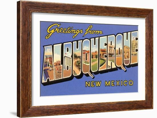 Greetings from Albuquerque, New Mexico-null-Framed Premium Giclee Print